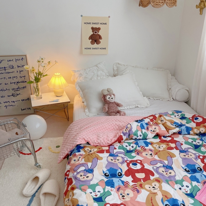 91家纺网 家纺一手货源 找家纺 星期八 2021新款韩国超ins进口安抚豆豆被子春秋被 紫小兔