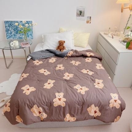 星期八 2021新款韩国超ins进口安抚豆豆被子春秋被 咖啡熊