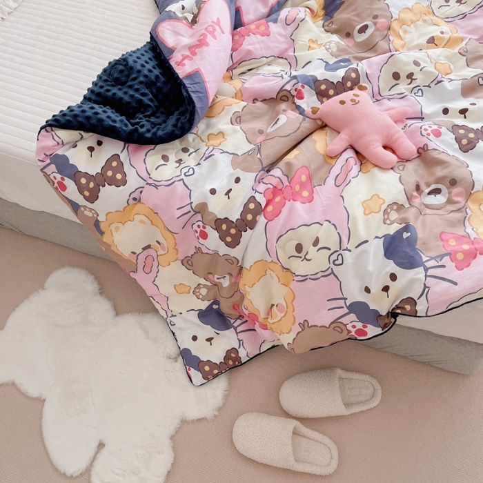 91家纺网 家纺一手货源 找家纺 星期八 2021新款韩国超ins进口安抚豆豆被子春秋被 萌宠乐园