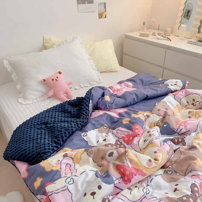91家纺网 家纺一手货源 找家纺 星期八 2021新款韩国超ins进口安抚豆豆被子春秋被 萌宠乐园