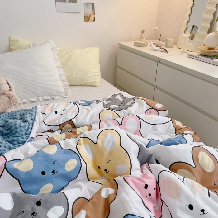 91家纺网 家纺一手货源 找家纺 星期八 2021新款韩国超ins进口安抚豆豆被子春秋被 兔兔