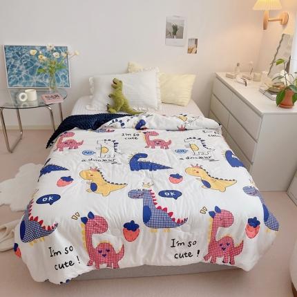 星期八 2021新款韩国超ins进口安抚豆豆被子春秋被 小恐龙