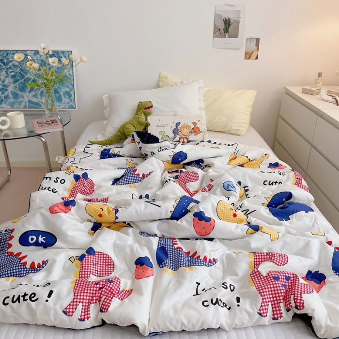 91家纺网 家纺一手货源 找家纺 星期八 2021新款韩国超ins进口安抚豆豆被子春秋被 小恐龙