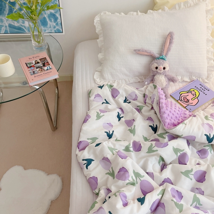 91家纺网 家纺一手货源 找家纺 星期八 2021新款韩国超ins进口安抚豆豆被子春秋被 郁金香