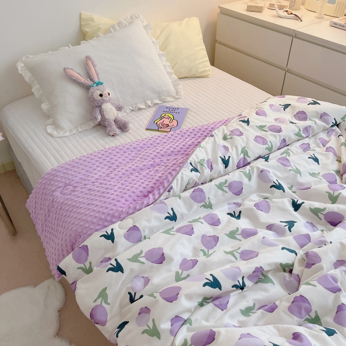 91家纺网 家纺一手货源 找家纺 星期八 2021新款韩国超ins进口安抚豆豆被子春秋被 郁金香