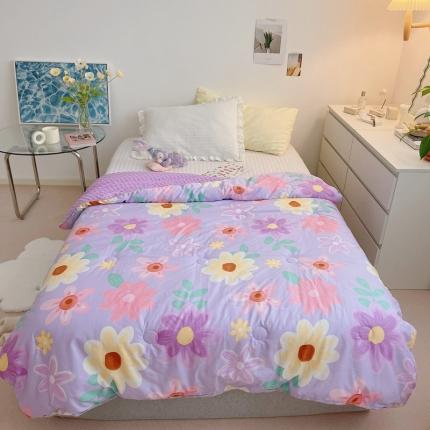 星期八 2021新款韩国超ins进口安抚豆豆被子春秋被 紫色花