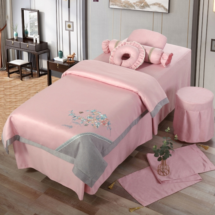 91家纺网 家纺一手货源 找家纺 不打烊家纺 2021新款春风拂面美容床罩套件 粉