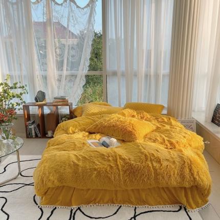 91家纺网 家纺一手货源 找家纺 （总）嗨购 2021网红直播爆款水貂绒四件套夹棉床裙款