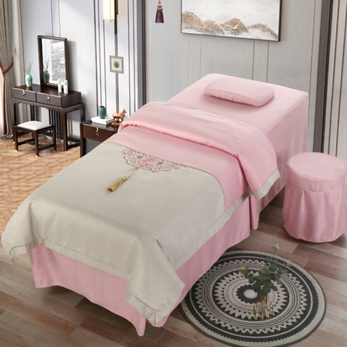 91家纺网 家纺一手货源 找家纺 不打烊家纺 2021新款锦绣中华美容床罩 粉