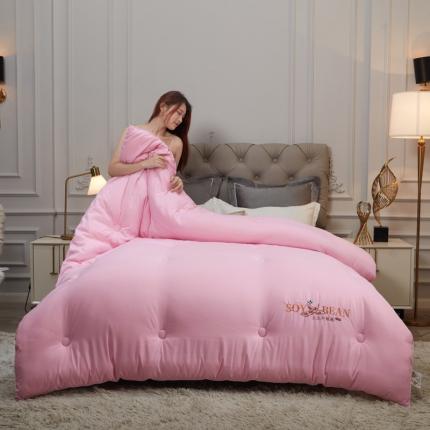 91家纺网 家纺一手货源 找家纺 天瑜家纺 2023洛卡棉冬被秋冬被子丝棉被芯 大豆被-粉色