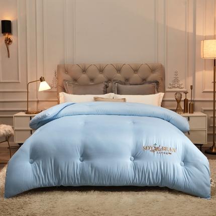 91家纺网 家纺一手货源 找家纺 天瑜家纺 2023洛卡棉冬被秋冬被子丝棉被芯 大豆被-浅兰