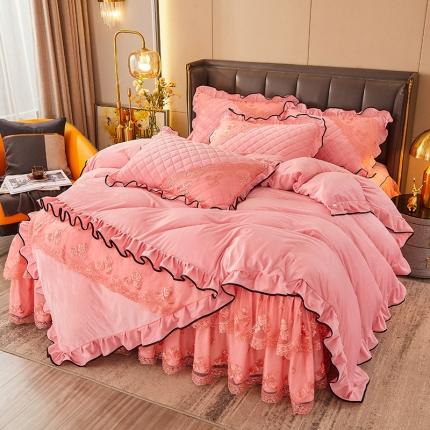 91家纺网 家纺一手货源 找家纺 瑞宝 2025新款水晶绒法式单被套 粉玉