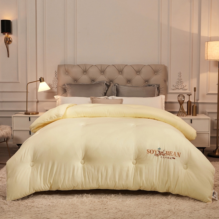 91家纺网 家纺一手货源 找家纺 天瑜家纺 2023洛卡棉冬被秋冬被子丝棉被芯 大豆被-黄色