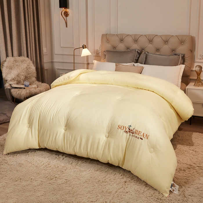 91家纺网 家纺一手货源 找家纺 天瑜家纺 2023洛卡棉冬被秋冬被子丝棉被芯 大豆被-黄色