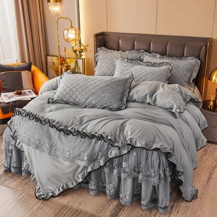 91家纺网 家纺一手货源 找家纺 瑞宝 2025新款水晶绒法式单被套 高级灰
