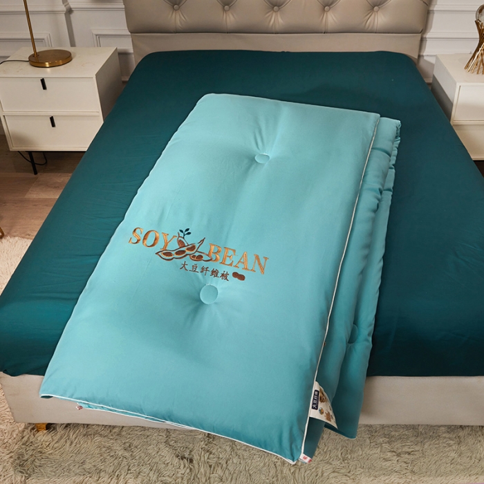 91家纺网 家纺一手货源 找家纺 天瑜家纺 2023洛卡棉冬被秋冬被子丝棉被芯 大豆被-孔雀兰