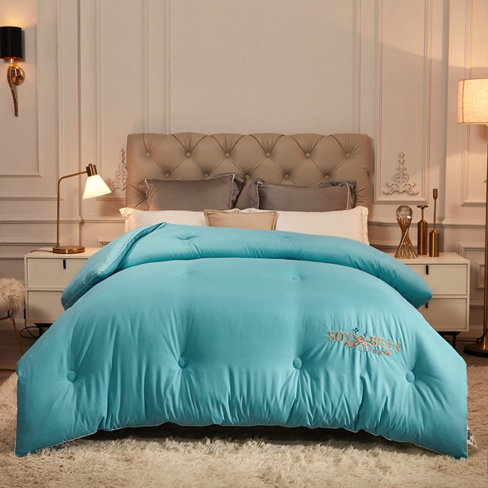 91家纺网 家纺一手货源 找家纺 天瑜家纺 2023洛卡棉冬被秋冬被子丝棉被芯 大豆被-孔雀兰