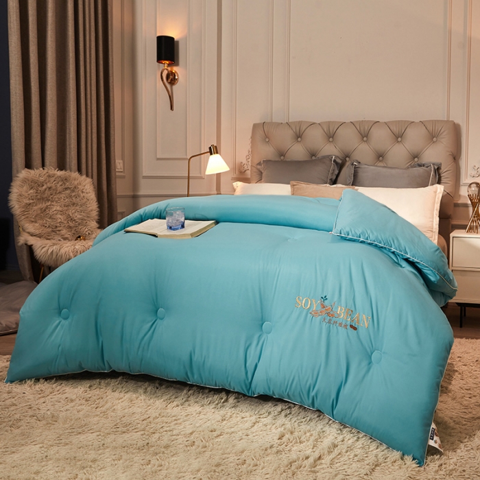 91家纺网 家纺一手货源 找家纺 天瑜家纺 2023洛卡棉冬被秋冬被子丝棉被芯 大豆被-孔雀兰