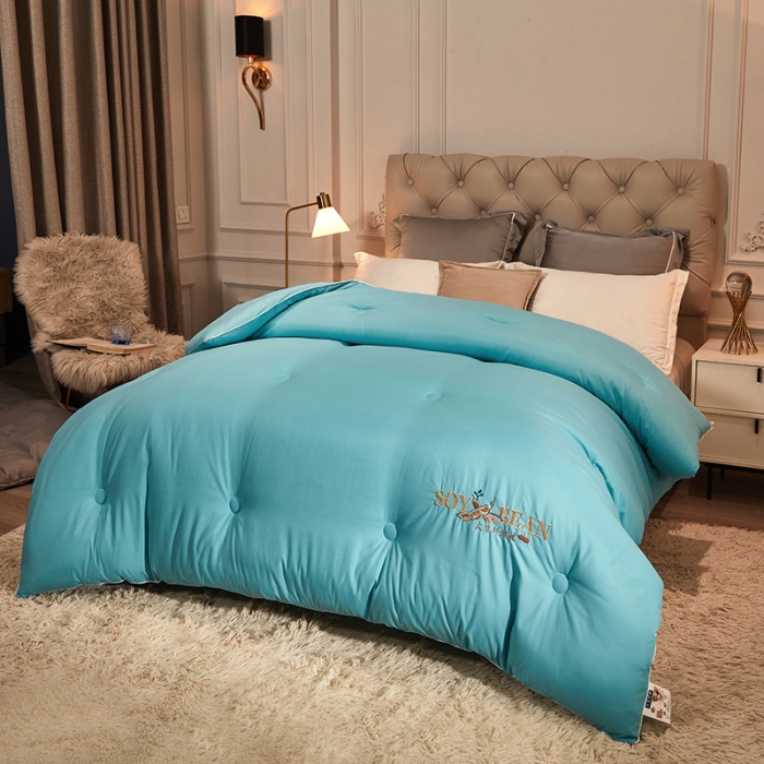 91家纺网 家纺一手货源 找家纺 天瑜家纺 2023洛卡棉冬被秋冬被子丝棉被芯 大豆被-孔雀兰