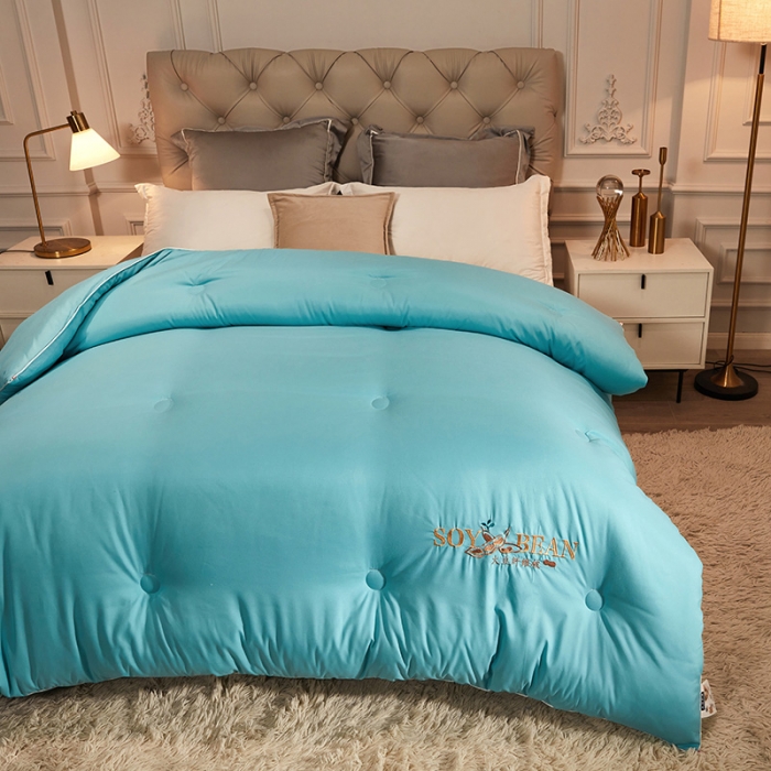 91家纺网 家纺一手货源 找家纺 天瑜家纺 2023洛卡棉冬被秋冬被子丝棉被芯 大豆被-孔雀兰