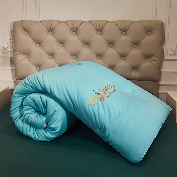 91家纺网 家纺一手货源 找家纺 天瑜家纺 2023洛卡棉冬被秋冬被子丝棉被芯 大豆被-孔雀兰