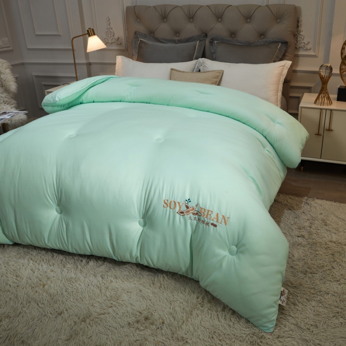 91家纺网 家纺一手货源 找家纺 天瑜家纺 2023洛卡棉冬被秋冬被子丝棉被芯 大豆被-水绿