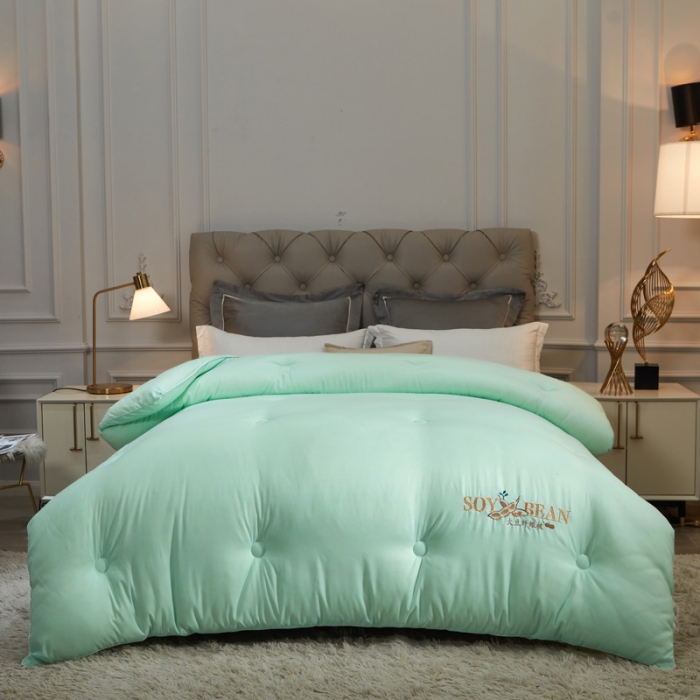 91家纺网 家纺一手货源 找家纺 天瑜家纺 2023洛卡棉冬被秋冬被子丝棉被芯 大豆被-水绿