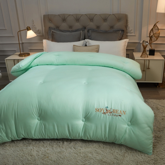 91家纺网 家纺一手货源 找家纺 天瑜家纺 2023洛卡棉冬被秋冬被子丝棉被芯 大豆被-水绿
