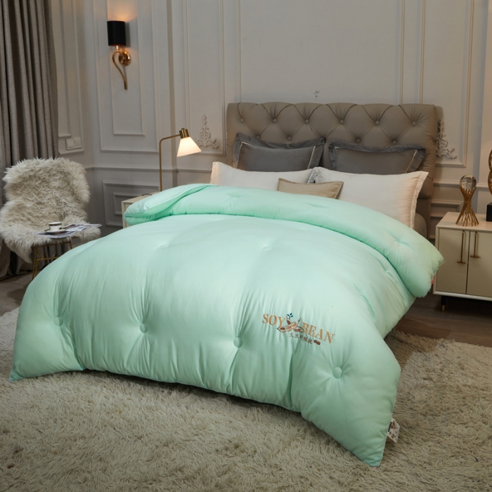 91家纺网 家纺一手货源 找家纺 天瑜家纺 2023洛卡棉冬被秋冬被子丝棉被芯 大豆被-水绿