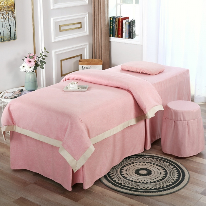 91家纺网 家纺一手货源 找家纺 不打烊家纺 2021新款空谷幽兰美容床罩 粉色