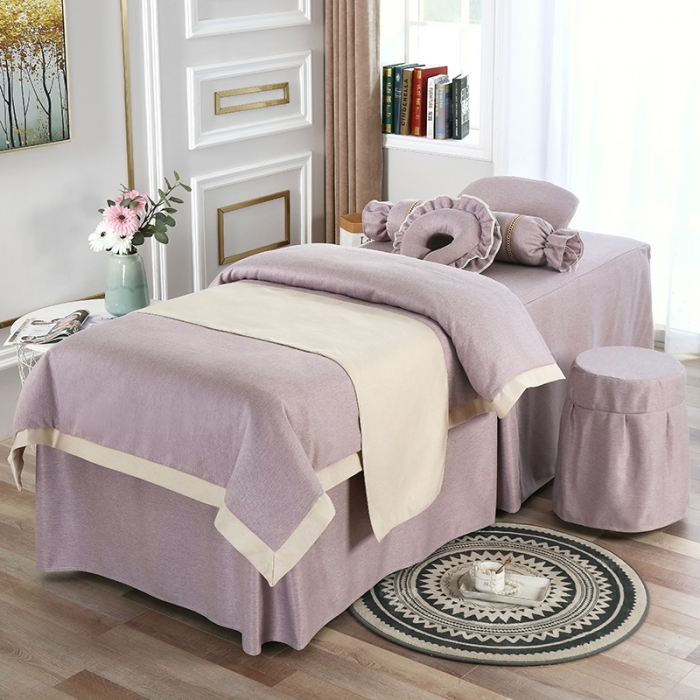 91家纺网 家纺一手货源 找家纺 不打烊家纺 2021新款空谷幽兰美容床罩 浅紫