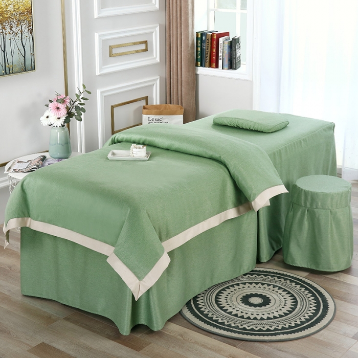 91家纺网 家纺一手货源 找家纺 不打烊家纺 2021新款空谷幽兰美容床罩 绿色