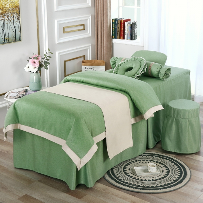 91家纺网 家纺一手货源 找家纺 不打烊家纺 2021新款空谷幽兰美容床罩 绿色