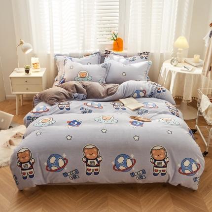 91家纺网 家纺一手货源 找家纺 （总）佰亿莱 2024新款高克重牛奶绒印花四件套