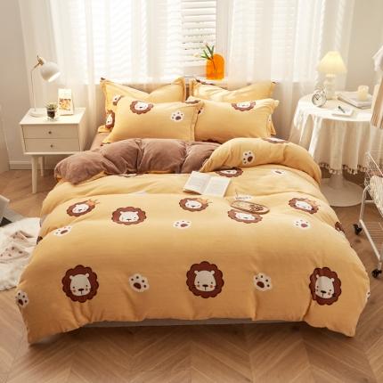 91家纺网 家纺一手货源 找家纺 （总）佰亿莱 2024新款高克重牛奶绒印花四件套