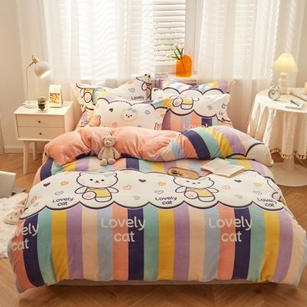 91家纺网 家纺一手货源 找家纺 （总）佰亿莱 2024新款高克重牛奶绒印花四件套