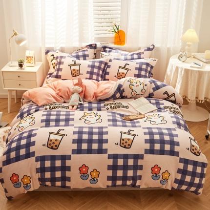 91家纺网 家纺一手货源 找家纺 （总）佰亿莱 2024新款高克重牛奶绒印花四件套