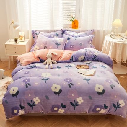 91家纺网 家纺一手货源 找家纺 （总）佰亿莱 2024新款高克重牛奶绒印花四件套