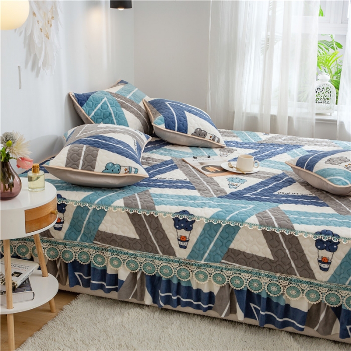 91家纺网 家纺一手货源 找家纺 美优兰2021新款加厚牛奶绒榻榻米垫床垫加厚床盖热气球蓝