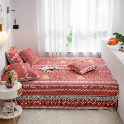 91家纺网 家纺一手货源 找家纺 美优兰2021新款加厚牛奶绒榻榻米垫床垫加厚床盖豆沙熊宝