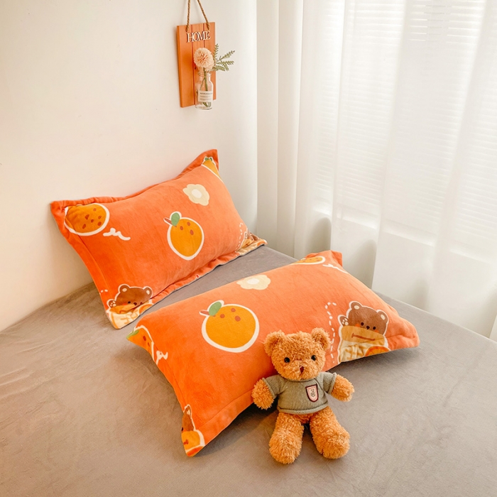 91家纺网 家纺一手货源 找家纺 沐棉 2021新款卡通牛奶绒四件套新拍 大桔大利