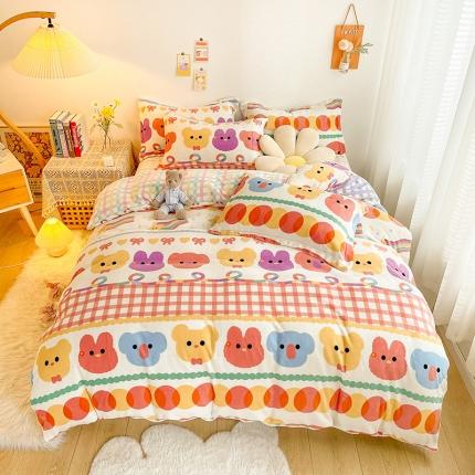 沐棉 2021新款卡通牛奶绒四件套新拍 动物家族