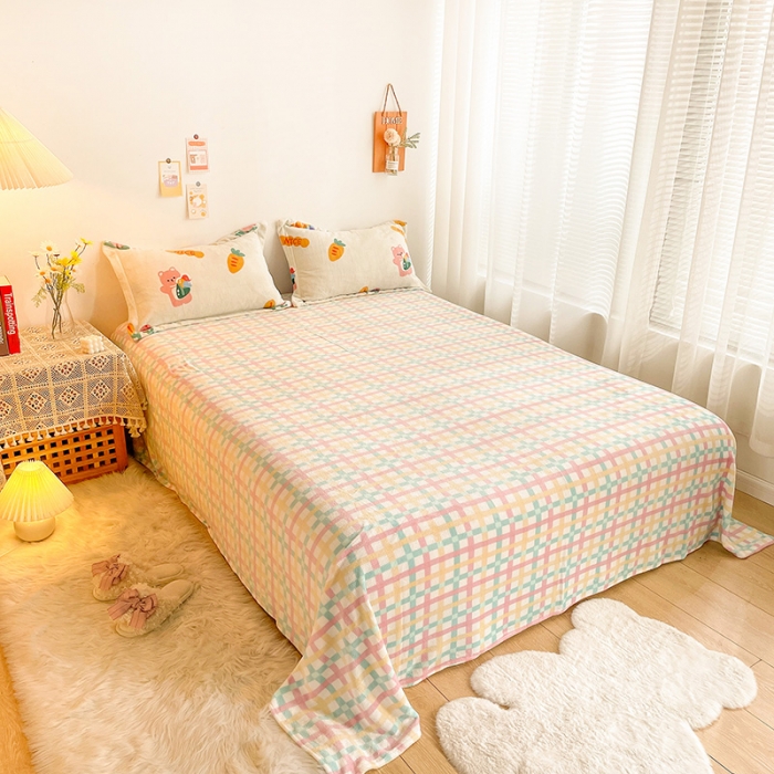 91家纺网 家纺一手货源 找家纺 沐棉 2021新款卡通牛奶绒四件套新拍 萝卜兔