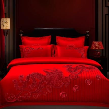 91家纺网 家纺一手货源 找家纺 （总）皇潮婚庆馆 2021新款全棉贴绒绣婚庆四件套多件套