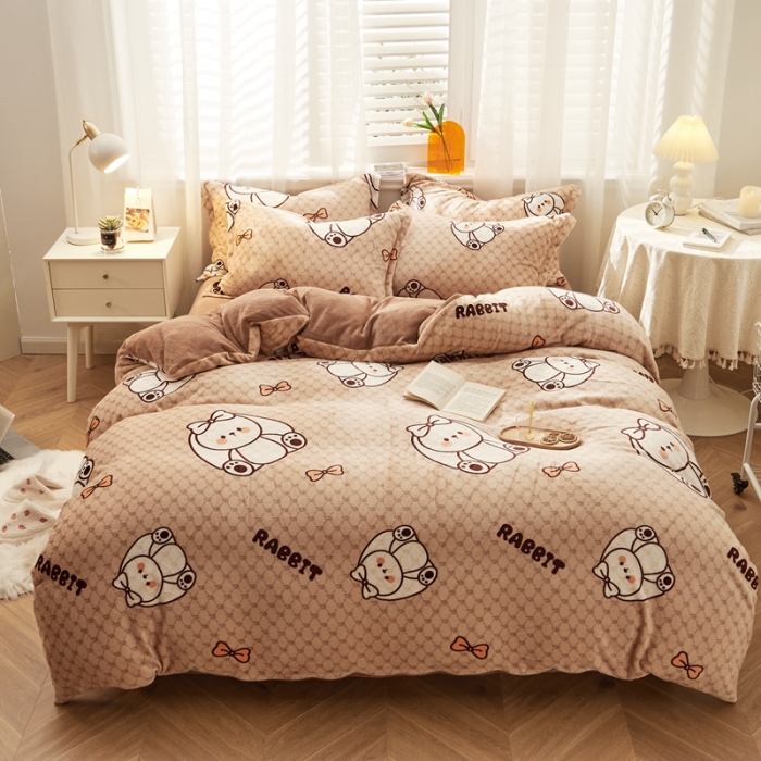 91家纺网 家纺一手货源 找家纺 佰亿莱 2024新款高克重牛奶绒印花四件套 彼得兔