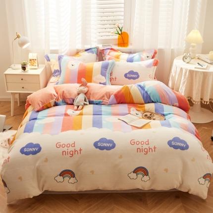 91家纺网 家纺一手货源 找家纺 佰亿莱 2024新款高克重牛奶绒印花四件套 晴天