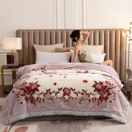 91家纺网 家纺一手货源 找家纺 拉舍尔毛毯双层加厚水晶牛奶魔法法莱绒冬季被春意盎然