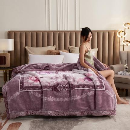 91家纺网 家纺一手货源 找家纺 拉舍尔毛毯双层加厚水晶牛奶魔法法莱绒冬季被鸢尾幽香
