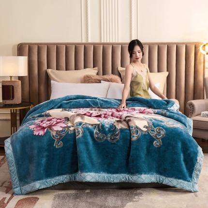 91家纺网 家纺一手货源 找家纺 拉舍尔毛毯双层加厚水晶牛奶魔法法莱绒冬季被月夕朝花-兰