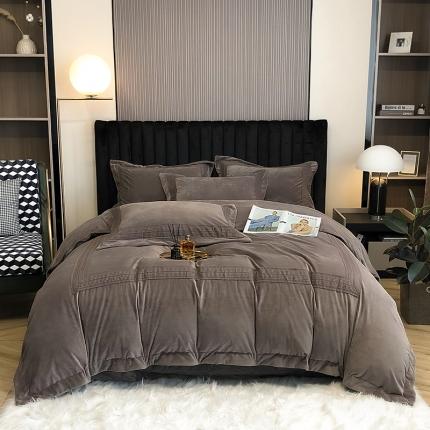 91家纺网 家纺一手货源 找家纺 总淼铭家纺2025秋冬新品A类婴肤绒水溶花边牛奶绒四件套-雅系列